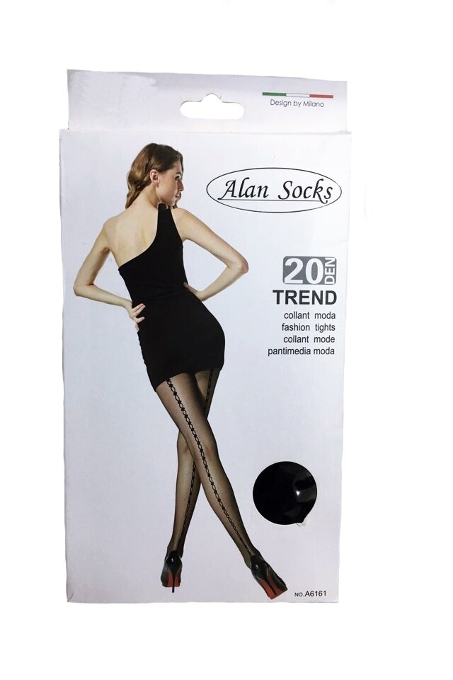 Ciorapi dama cu model in sapte pe picior ,D&J Exclussive, Negru