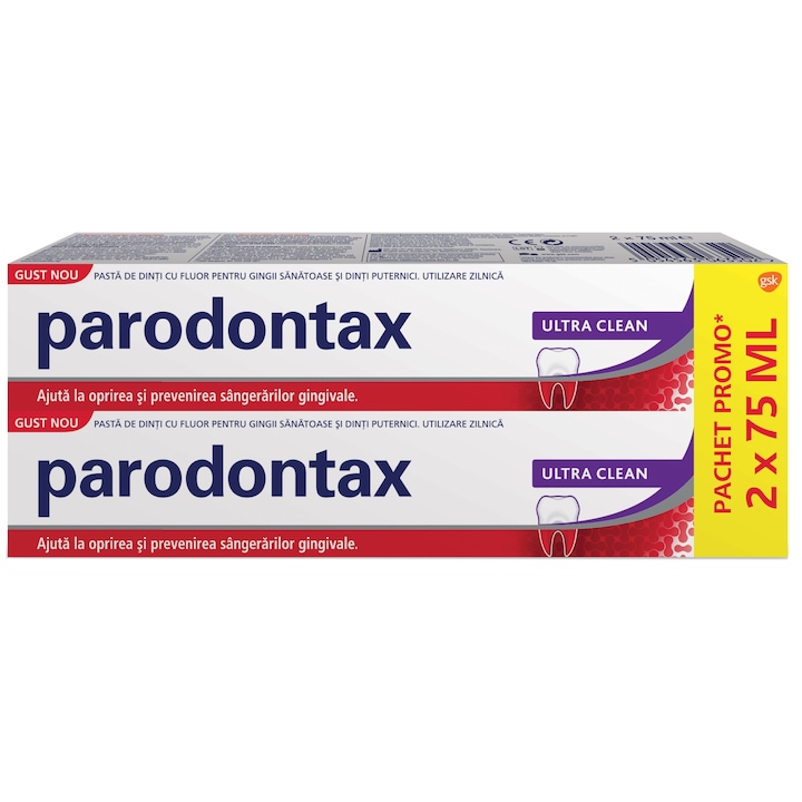 Pachet Promo parodontax: 2x Pasta de dinti Ultra Clean gust nou, 75 ml