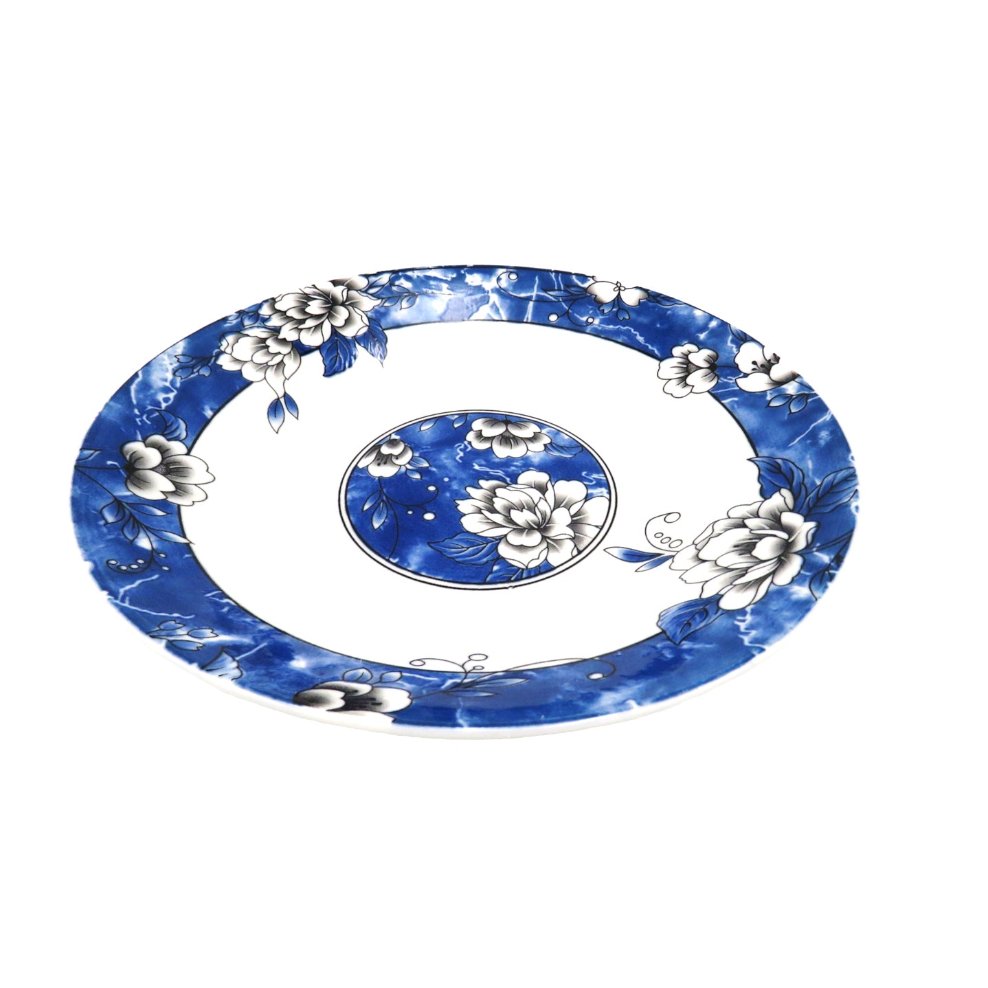 Set 6 farfurii flori, albastru, 20 cm