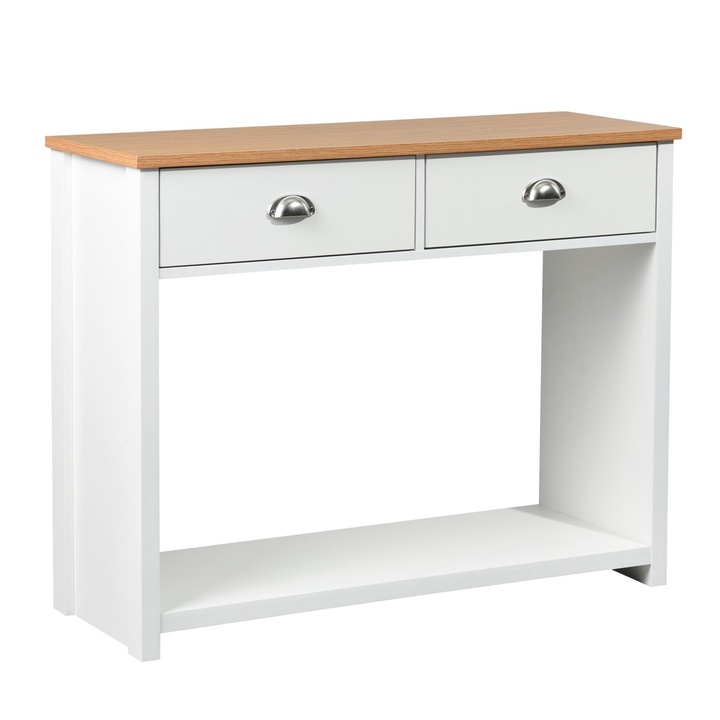 Comoda FurnitureR, Alb/Maro, 35x97x76