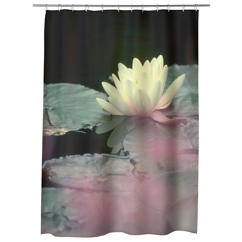 Perdea Dus, Cada, pentru Baie, Heartwork, Floare alba de nufar, Model Multicolor, Decoratiuni Baie, 150 x 200 cm