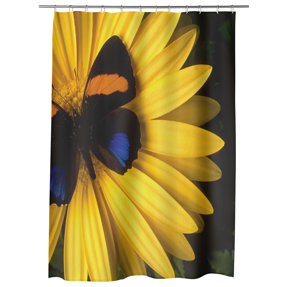 Perdea Dus, Cada, pentru Baie, Heartwork, Fluture pe floare, Model Multicolor, Decoratiuni Baie, 150 x 200 cm