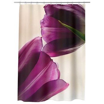 Perdea Dus, Cada, pentru Baie, Heartwork, Doua lalele violet, Model Multicolor, Decoratiuni Baie, 150 x 200 cm