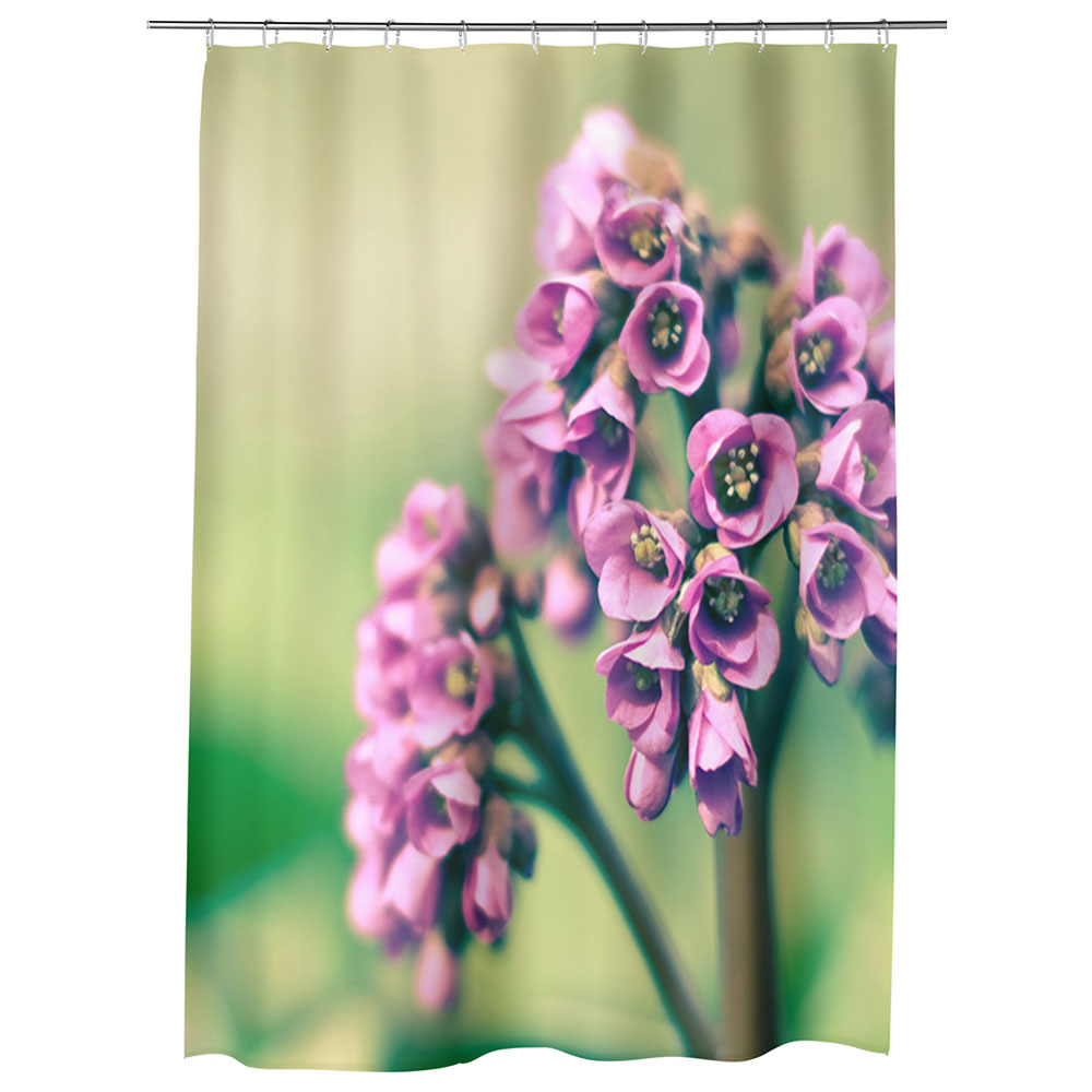 Perdea Dus, Cada, pentru Baie, Heartwork, Buchetel violet, Model Multicolor, Decoratiuni Baie, 150 x 200 cm