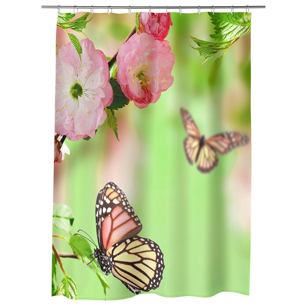 Perdea Dus, Cada, pentru Baie, Heartwork, Fluturi, Model Multicolor, Decoratiuni Baie, 150 x 200 cm