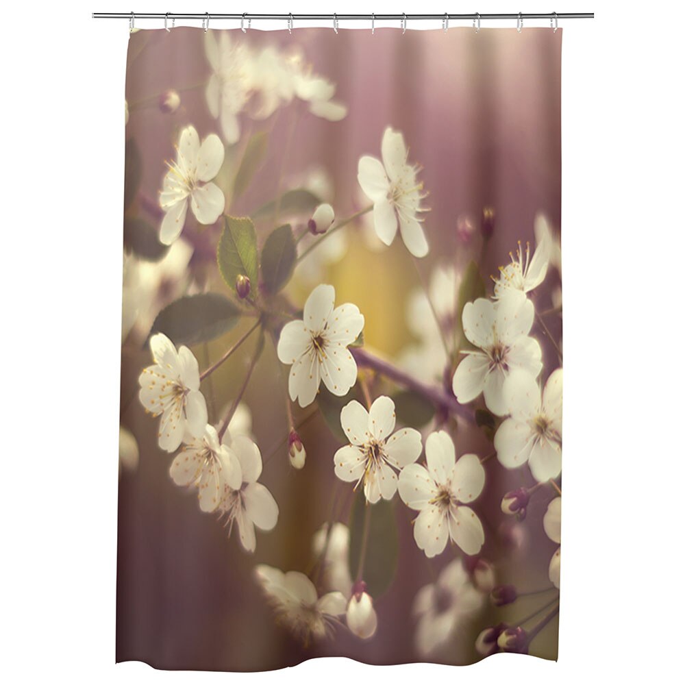 Perdea Dus, Cada, pentru Baie, Heartwork, Crenguta alba, Model Multicolor, Decoratiuni Baie, 150 x 200 cm