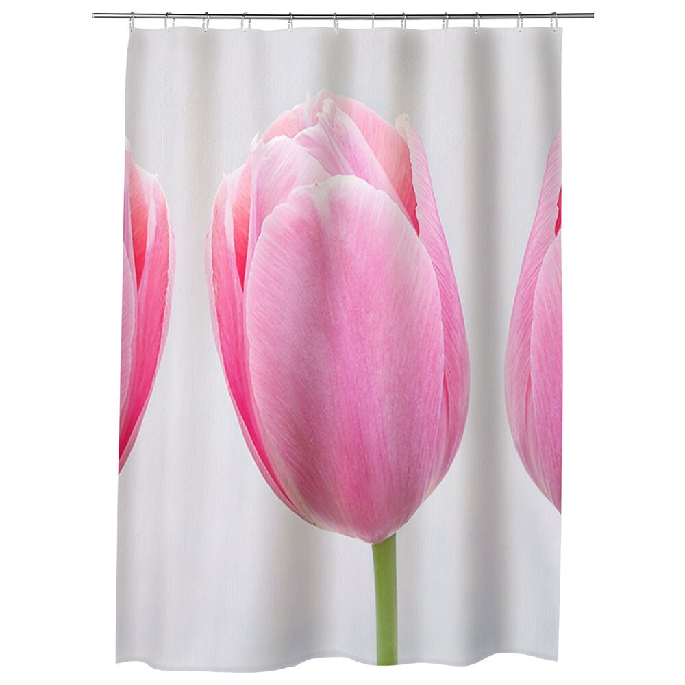 Perdea Dus, Cada, pentru Baie, Heartwork, Trei lalele roz, Model Multicolor, Decoratiuni Baie, 150 x 200 cm