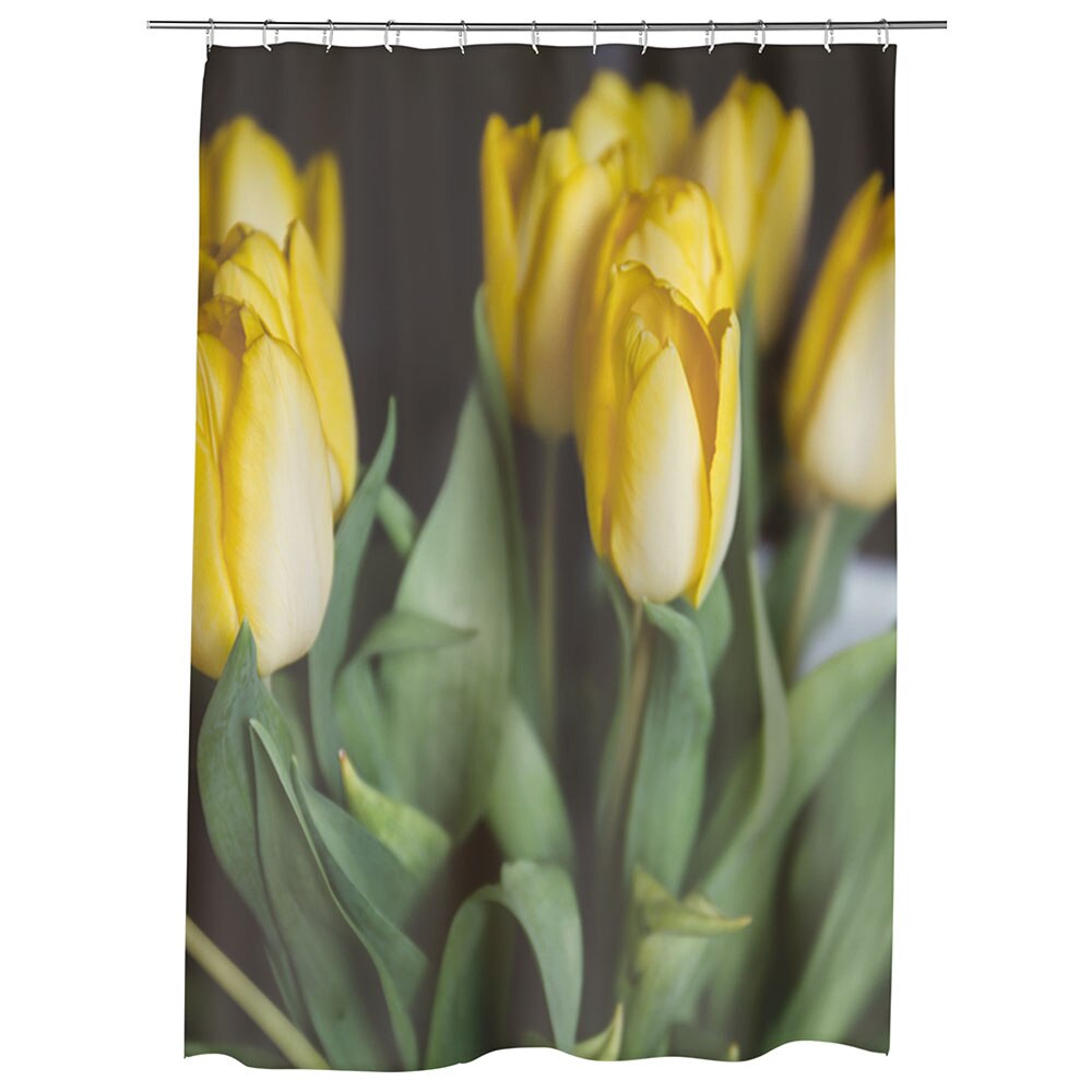 Perdea Dus, Cada, pentru Baie, Heartwork, Buchet lalele galbene, Model Multicolor, Decoratiuni Baie, 150 x 200 cm