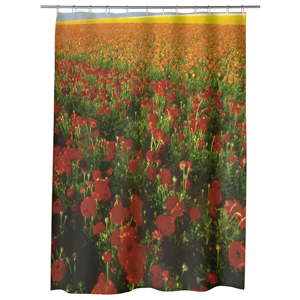 Perdea Dus, Cada, pentru Baie, Heartwork, Plantatie de flori, Model Multicolor, Decoratiuni Baie, 150 x 200 cm