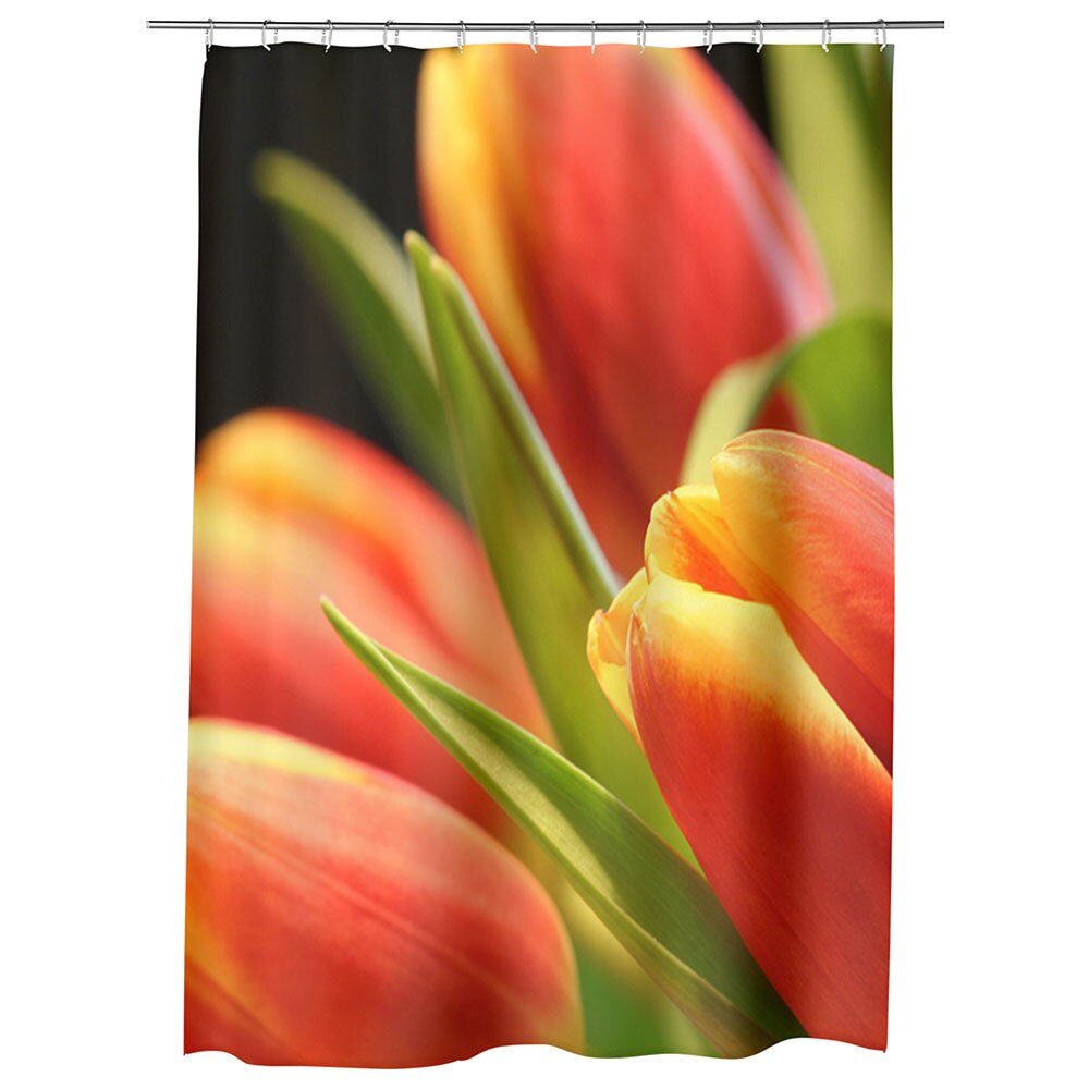 Perdea Dus, Cada, pentru Baie, Heartwork, Muguri de lalea, Model Multicolor, Decoratiuni Baie, 150 x 200 cm