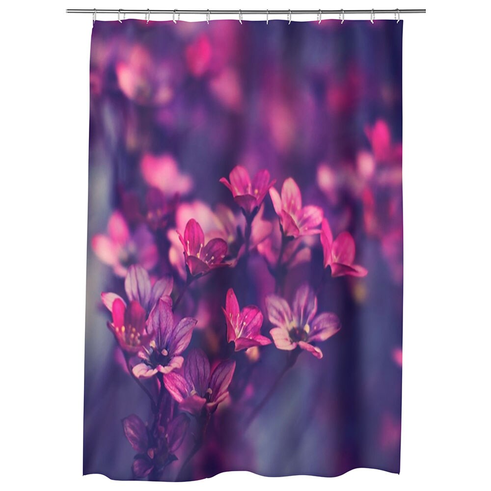 Perdea Dus, Cada, pentru Baie, Heartwork, Flori salbatice violet, Model Multicolor, Decoratiuni Baie, 150 x 200 cm