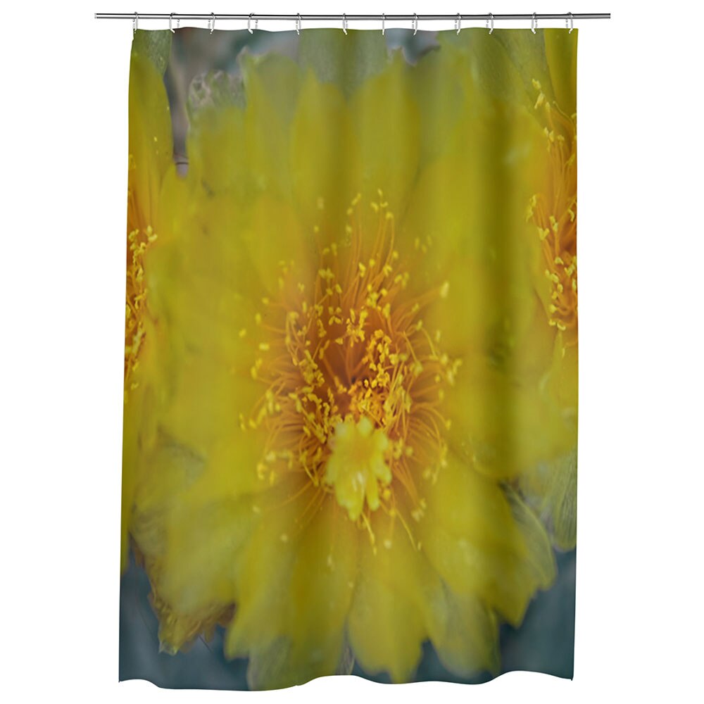 Perdea Dus, Cada, pentru Baie, Heartwork, Flori galbene de cactus, Model Multicolor, Decoratiuni Baie, 150 x 200 cm