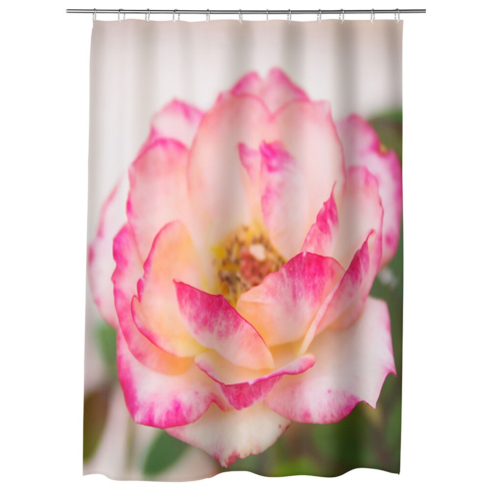 Perdea Dus, Cada, pentru Baie, Heartwork, Trandafir alb, Model Multicolor, Decoratiuni Baie, 150 x 200 cm