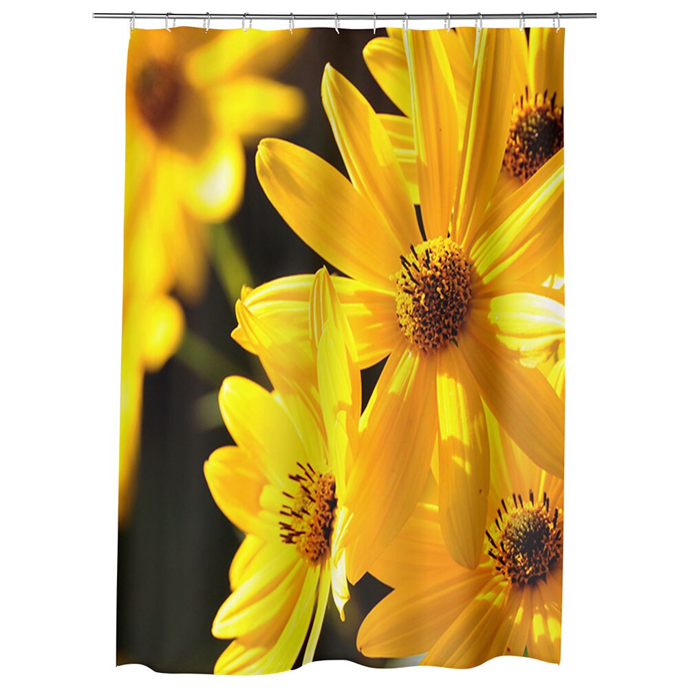 Perdea Dus, Cada, pentru Baie, Heartwork, Floricele galbene, Model Multicolor, Decoratiuni Baie, 150 x 200 cm