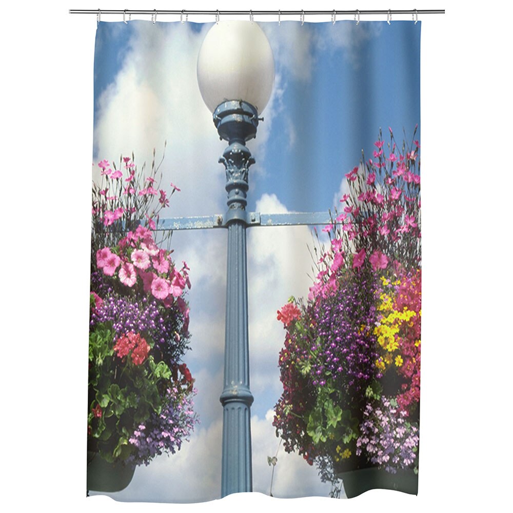 Perdea Dus, Cada, pentru Baie, Heartwork, Aranjamente florale stradale, Model Multicolor, Decoratiuni Baie, 150 x 200 cm