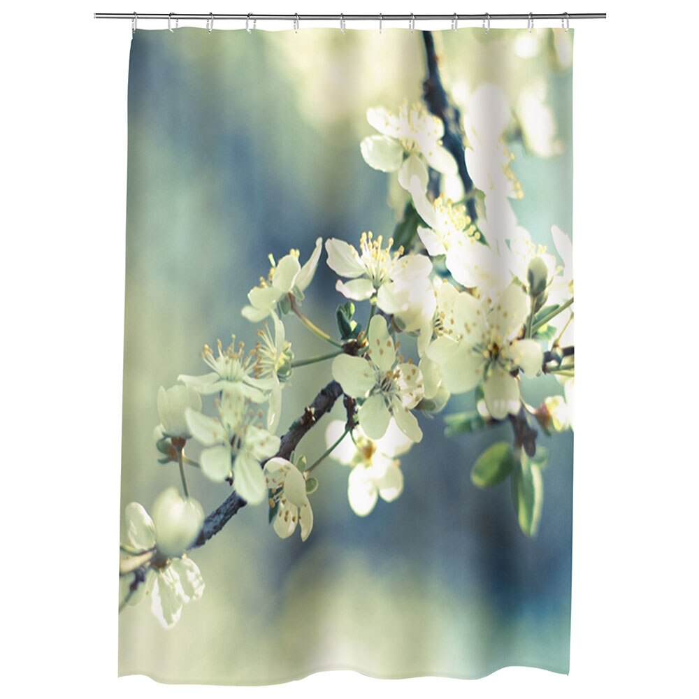 Perdea Dus, Cada, pentru Baie, Heartwork, Crenguta de copacel, Model Multicolor, Decoratiuni Baie, 150 x 200 cm