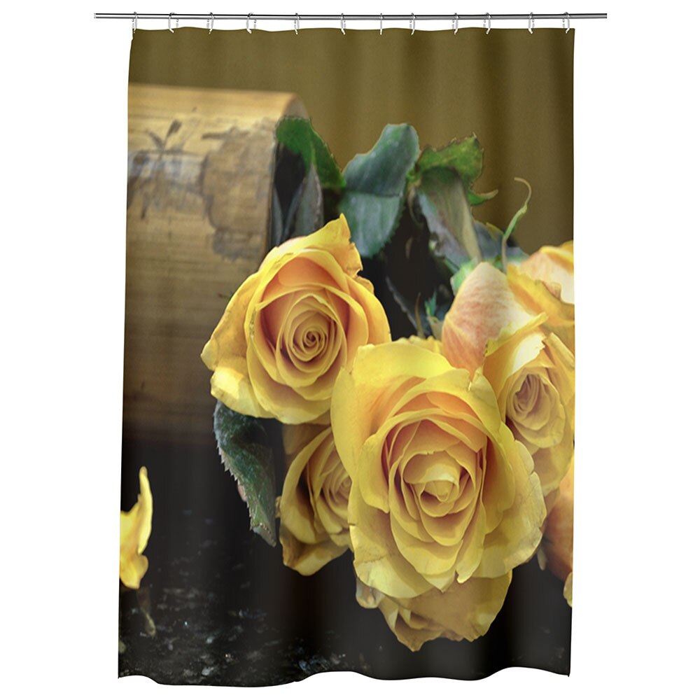 Perdea Dus, Cada, pentru Baie, Heartwork, Buchet de trandafiri galbeni, Model Multicolor, Decoratiuni Baie, 150 x 200 cm