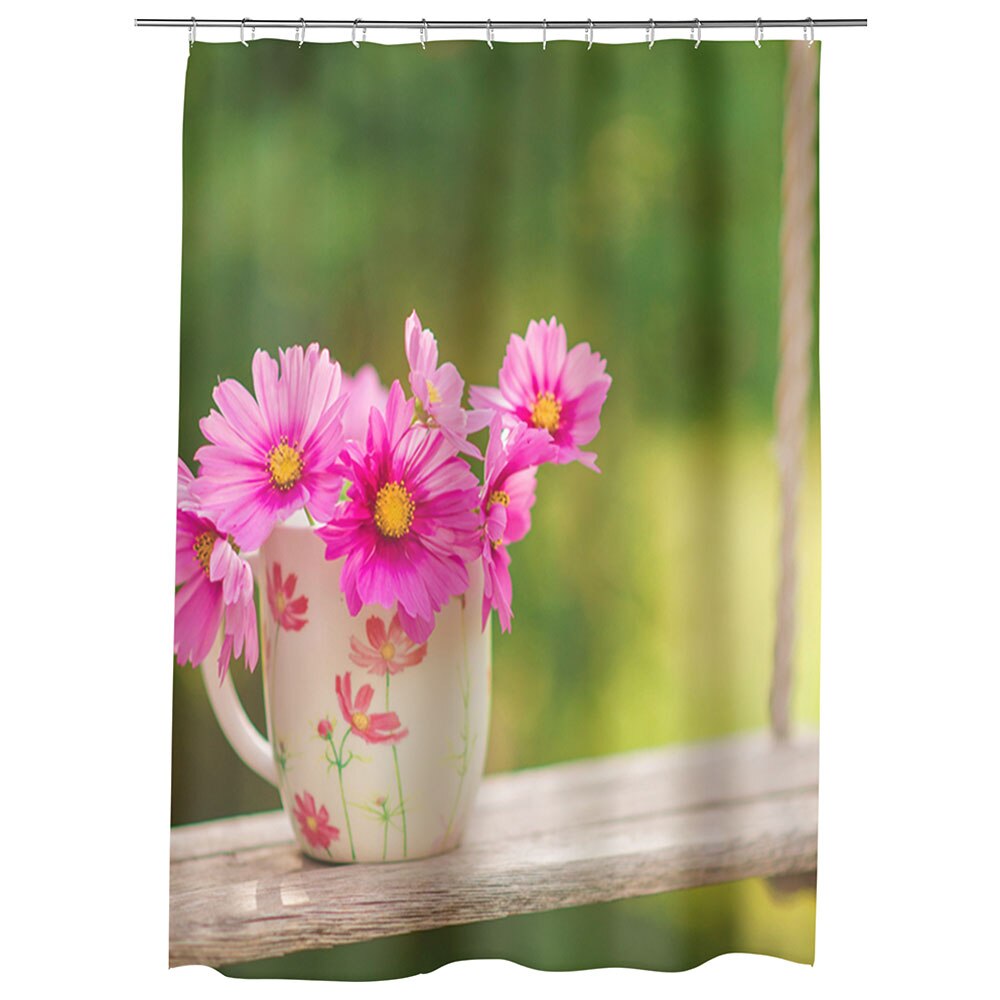 Perdea Dus, Cada, pentru Baie, Heartwork, Flori in leagan, Model Multicolor, Decoratiuni Baie, 150 x 200 cm