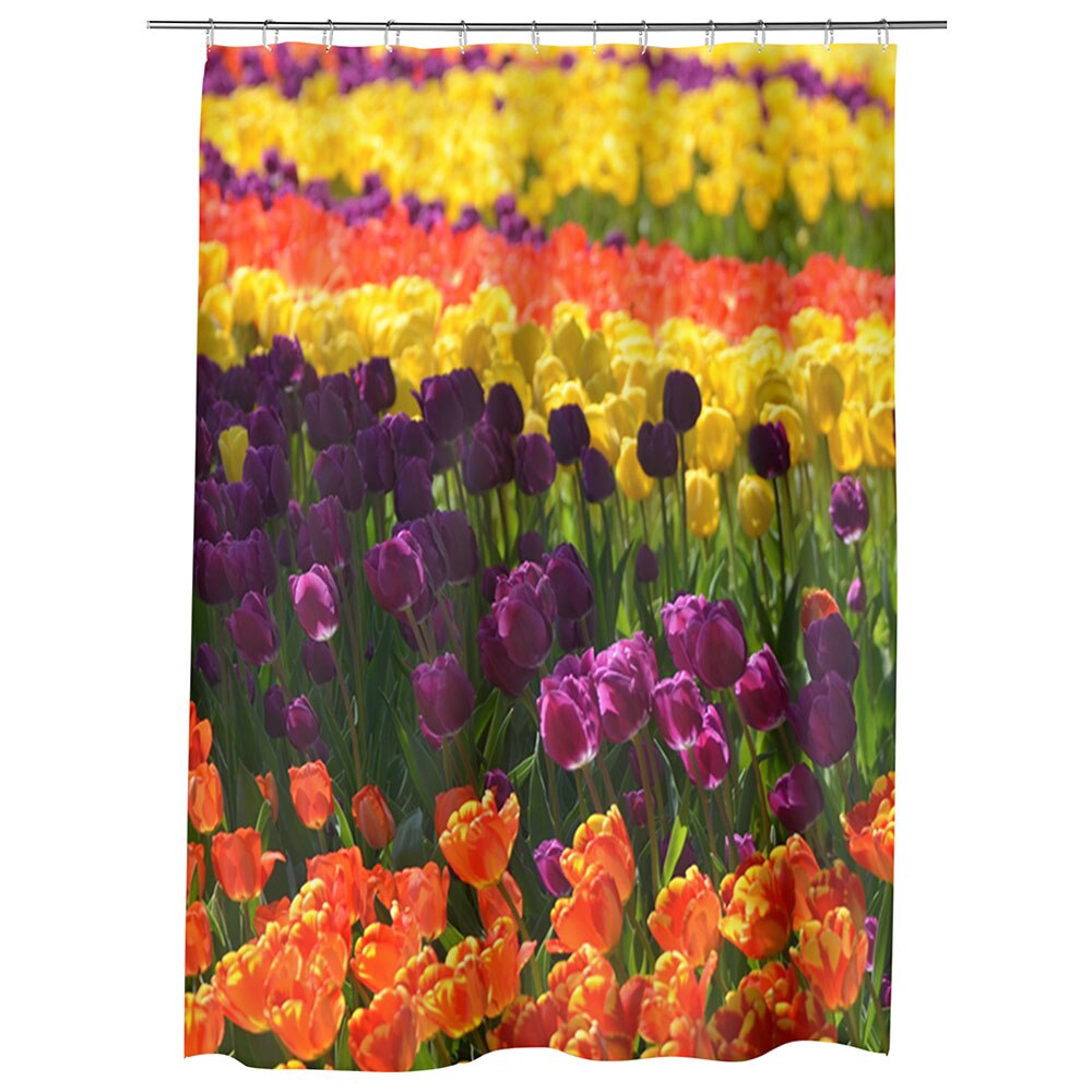 Perdea Dus, Cada, pentru Baie, Heartwork, Curcubeu de flori, Model Multicolor, Decoratiuni Baie, 150 x 200 cm