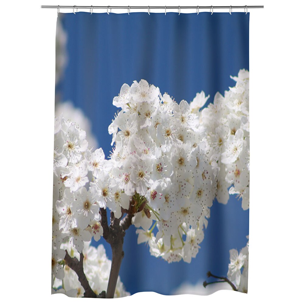 Perdea Dus, Cada, pentru Baie, Heartwork, Flori albe de pom, Model Multicolor, Decoratiuni Baie, 150 x 200 cm