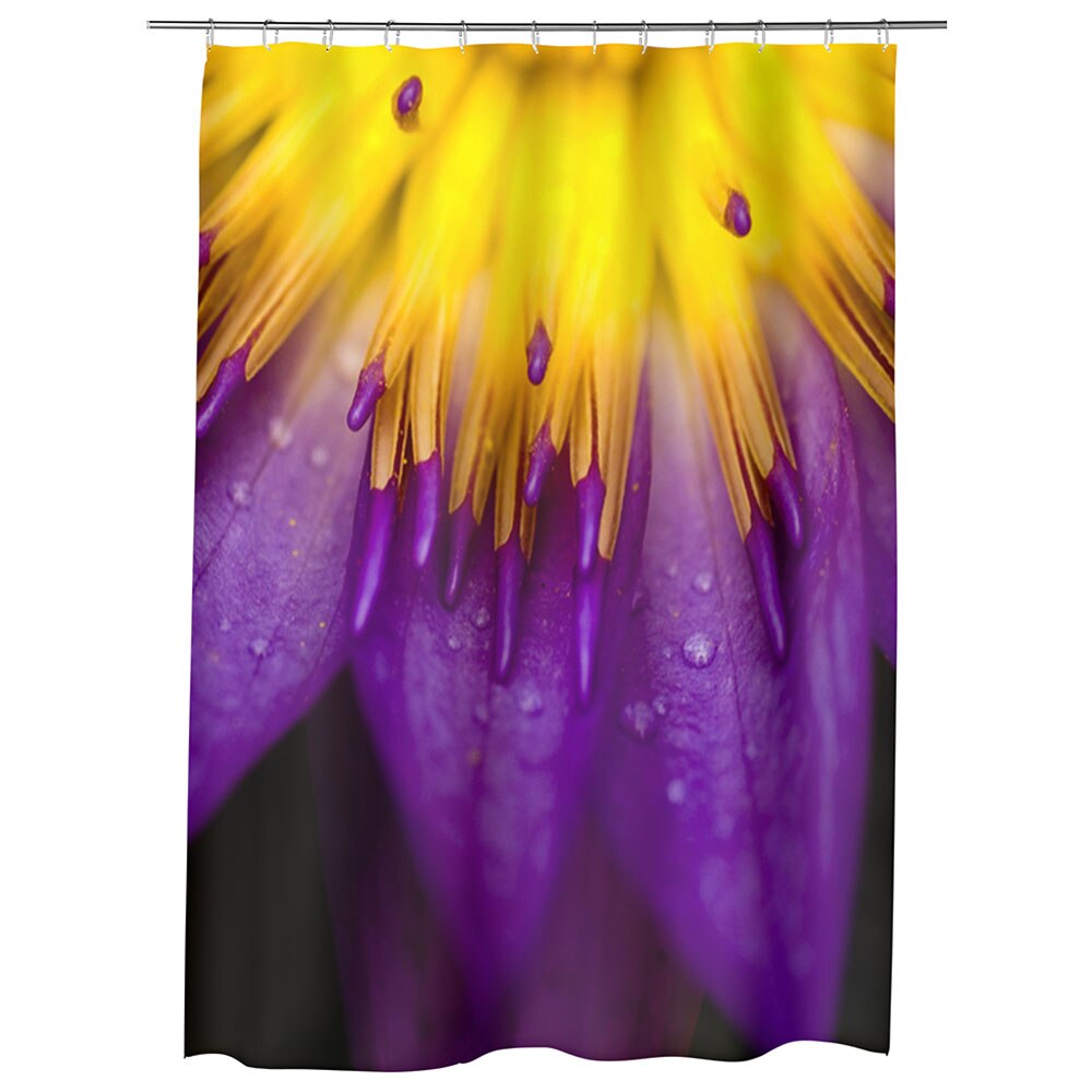 Perdea Dus, Cada, pentru Baie, Heartwork, Petale violet si galbene, Model Multicolor, Decoratiuni Baie, 150 x 200 cm