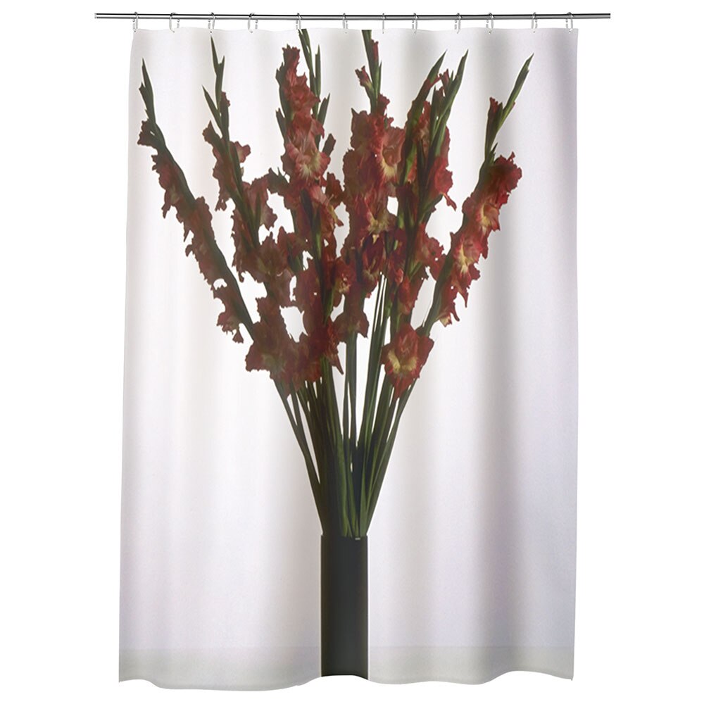 Perdea Dus, Cada, pentru Baie, Heartwork, Flori rosii in vaza, Model Multicolor, Decoratiuni Baie, 150 x 200 cm