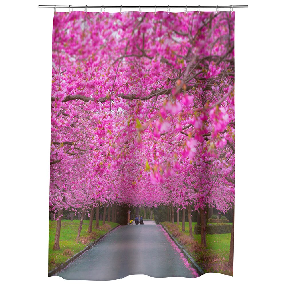 Perdea Dus, Cada, pentru Baie, Heartwork, Gradina de ciresi japonezi, Model Multicolor, Decoratiuni Baie, 150 x 200 cm