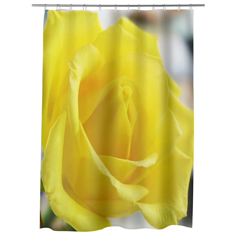 Perdea Dus, Cada, pentru Baie, Heartwork, Trandafir galben singuratic, Model Multicolor, Decoratiuni Baie, 150 x 200 cm