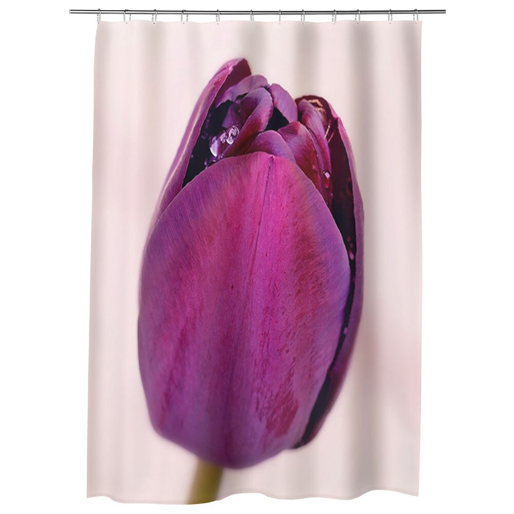 Perdea Dus, Cada, pentru Baie, Heartwork, Fir de lalea violet plouat, Model Multicolor, Decoratiuni Baie, 150 x 200 cm