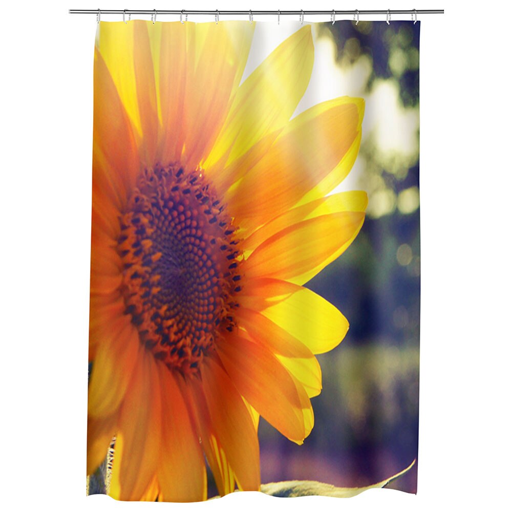 Perdea Dus, Cada, pentru Baie, Heartwork, Soare puternic si floarea acestuia, Model Multicolor, Decoratiuni Baie, 150 x 200 cm