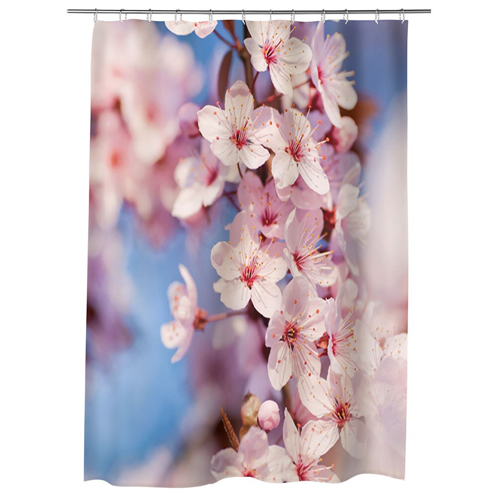 Perdea Dus, Cada, pentru Baie, Heartwork, Crenguta cu flori, Model Multicolor, Decoratiuni Baie, 150 x 200 cm