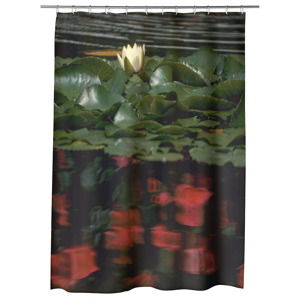 Perdea Dus, Cada, pentru Baie, Heartwork, Nuferi albi, Model Multicolor, Decoratiuni Baie, 150 x 200 cm
