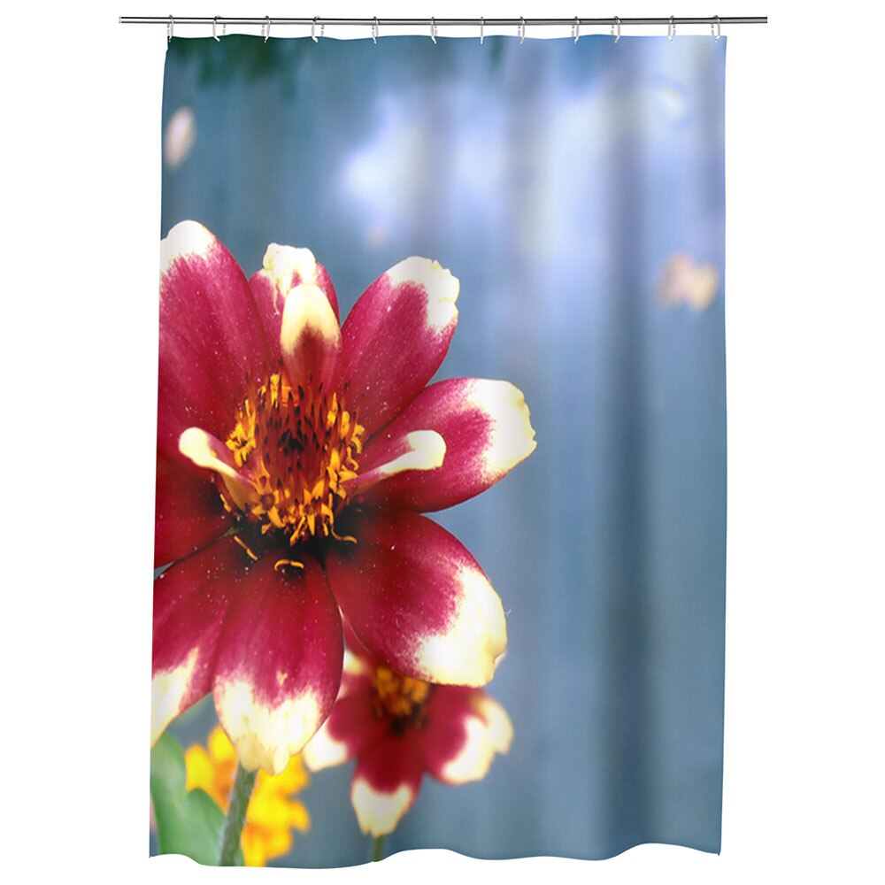 Perdea Dus, Cada, pentru Baie, Heartwork, Floare cu petale rosii si albe, Model Multicolor, Decoratiuni Baie, 150 x 200 cm