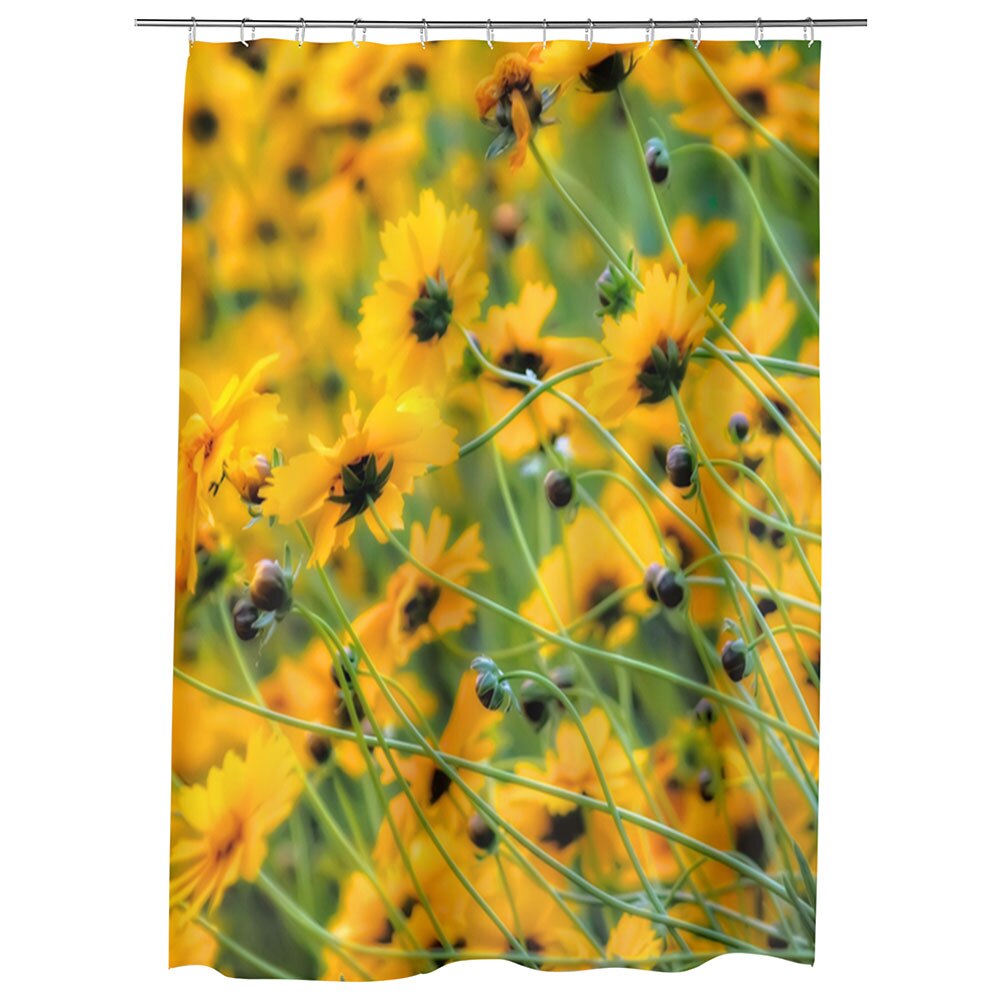 Perdea Dus, Cada, pentru Baie, Heartwork, Abundenta de galben, Model Multicolor, Decoratiuni Baie, 150 x 200 cm