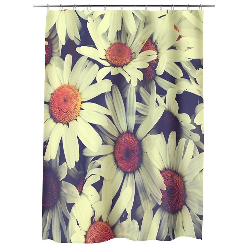 Perdea Dus, Cada, pentru Baie, Heartwork, Flori de musetel, Model Multicolor, Decoratiuni Baie, 150 x 200 cm