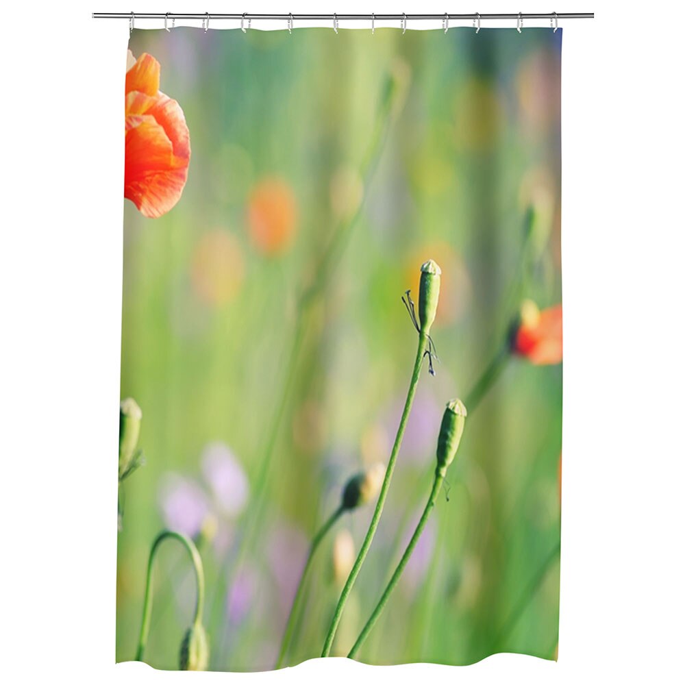 Perdea Dus, Cada, pentru Baie, Heartwork, Maci de camp, Model Multicolor, Decoratiuni Baie, 150 x 200 cm