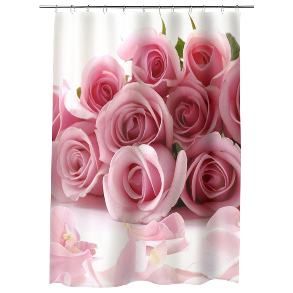 Perdea Dus, Cada, pentru Baie, Heartwork, Buchet de trandafiri rozalii, Model Multicolor, Decoratiuni Baie, 150 x 200 cm
