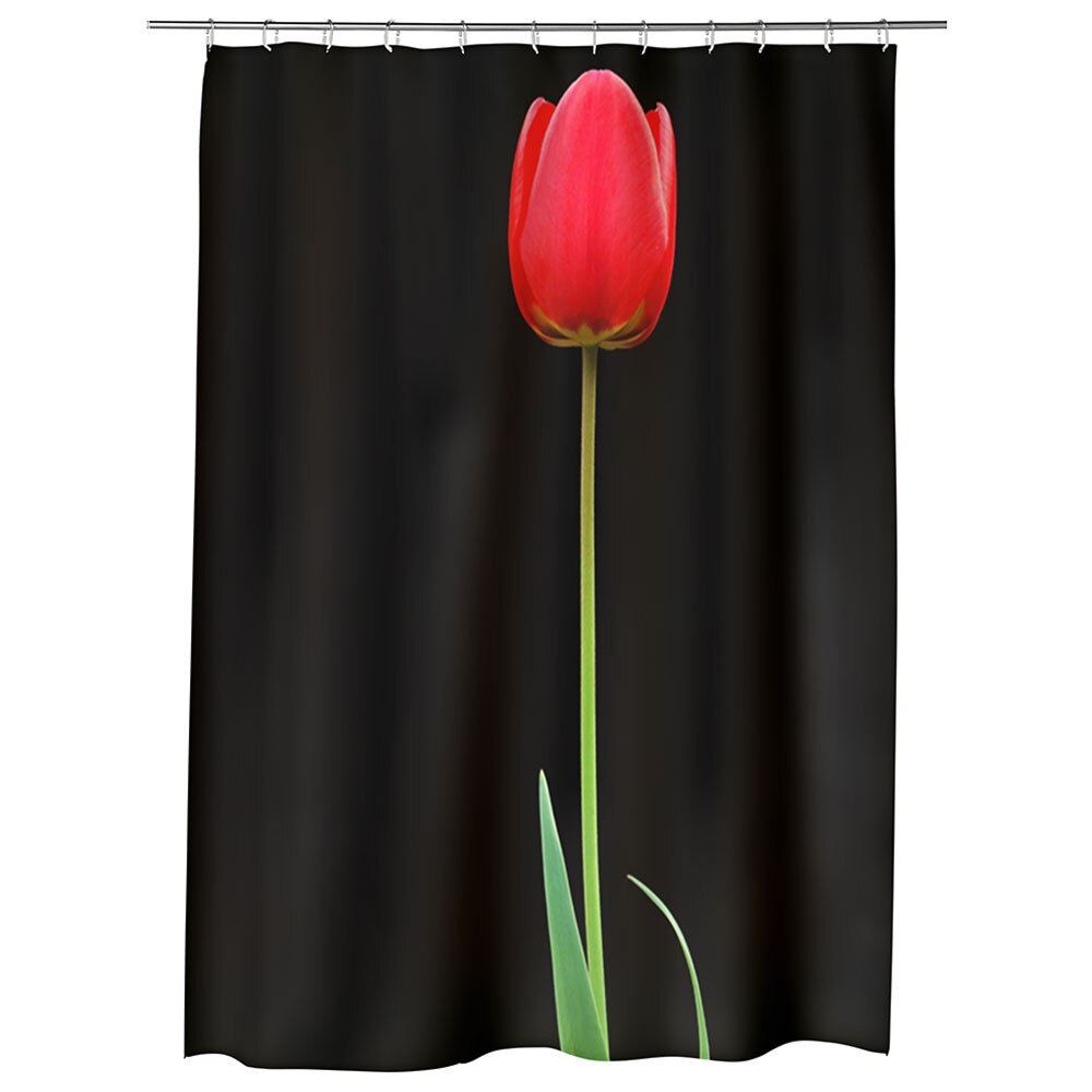 Perdea Dus, Cada, pentru Baie, Heartwork, Fir de lalea rosie, Model Multicolor, Decoratiuni Baie, 150 x 200 cm