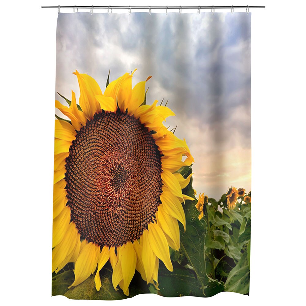 Perdea Dus, Cada, pentru Baie, Heartwork, Camp de floarea soarelui, Model Multicolor, Decoratiuni Baie, 150 x 200 cm