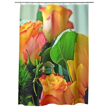 Perdea Dus, Cada, pentru Baie, Heartwork, Aranjament floral special, Model Multicolor, Decoratiuni Baie, 150 x 200 cm