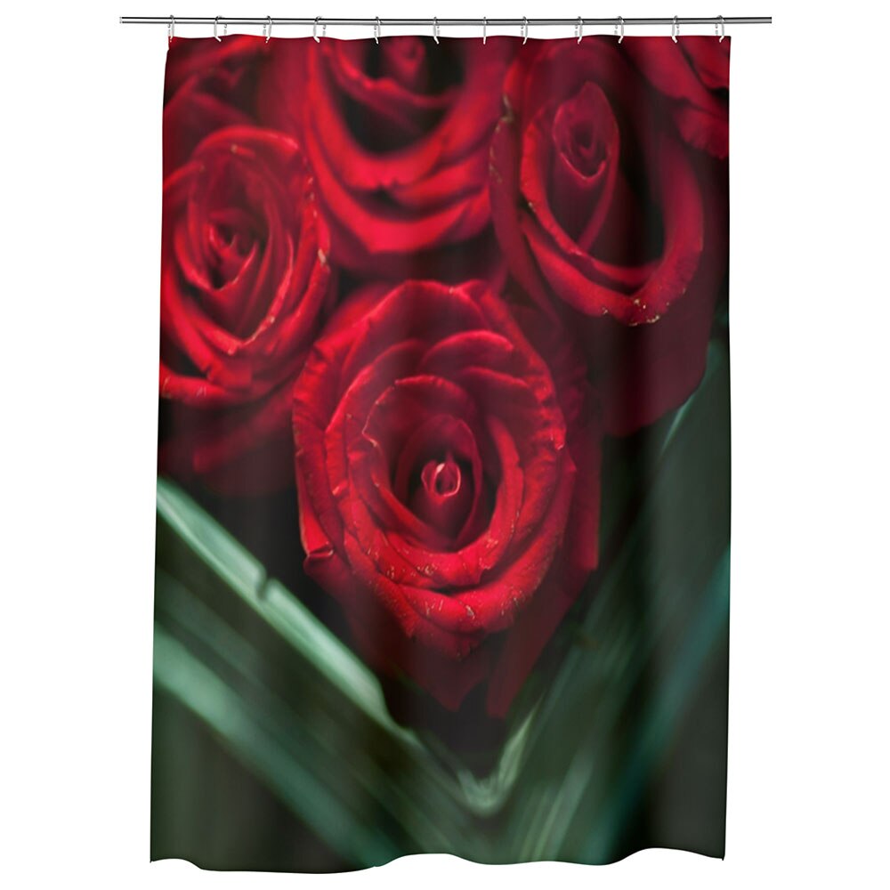 Perdea Dus, Cada, pentru Baie, Heartwork, Trandafiri rosii in vaza, Model Multicolor, Decoratiuni Baie, 150 x 200 cm