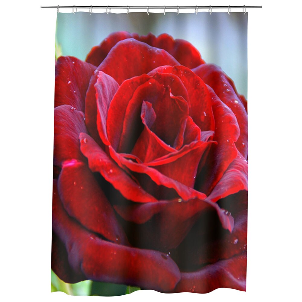Perdea Dus, Cada, pentru Baie, Heartwork, Trandafir rosu clasic, Model Multicolor, Decoratiuni Baie, 150 x 200 cm