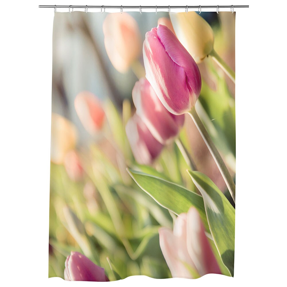 Perdea Dus, Cada, pentru Baie, Heartwork, Lalele la soare, Model Multicolor, Decoratiuni Baie, 150 x 200 cm