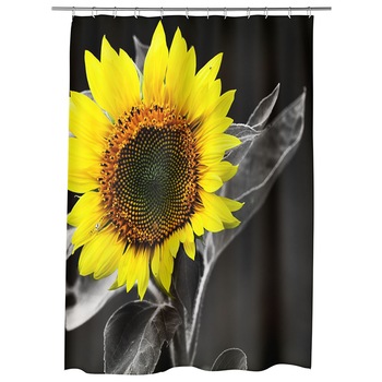 Perdea Dus, Cada, pentru Baie, Heartwork, Floarea soarelui, Model Multicolor, Decoratiuni Baie, 150 x 200 cm