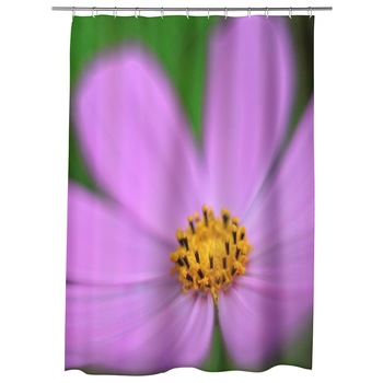 Perdea Dus, Cada, pentru Baie, Heartwork, Floare violet si galbena, Model Multicolor, Decoratiuni Baie, 150 x 200 cm