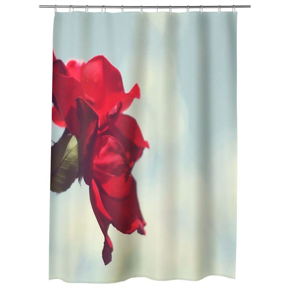 Perdea Dus, Cada, pentru Baie, Heartwork, Trandafir rosu si cer senin, Model Multicolor, Decoratiuni Baie, 150 x 200 cm