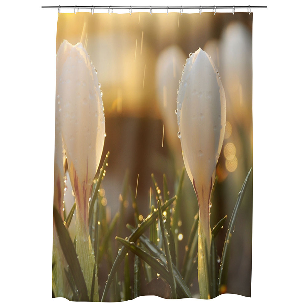 Perdea Dus, Cada, pentru Baie, Heartwork, Muguri de flori, Model Multicolor, Decoratiuni Baie, 150 x 200 cm