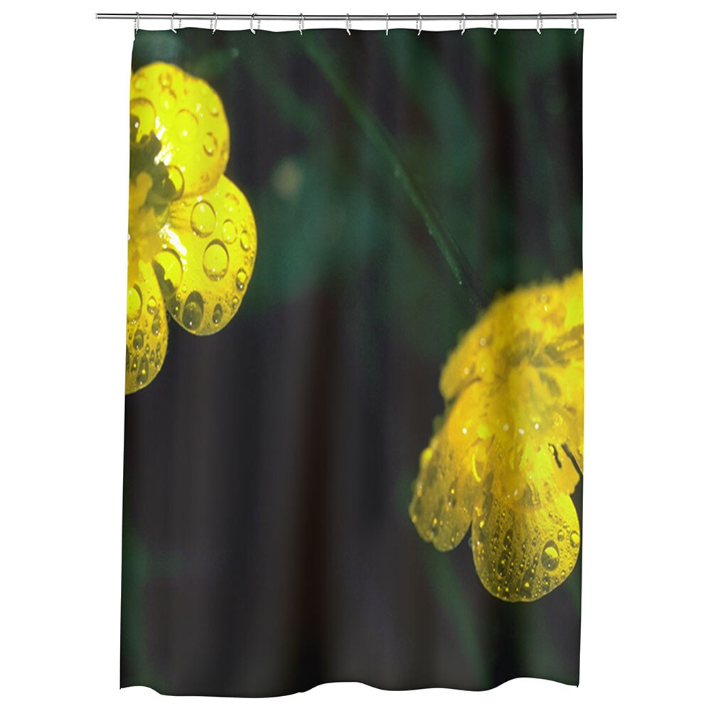 Perdea Dus, Cada, pentru Baie, Heartwork, Doua floricele galbene, Model Multicolor, Decoratiuni Baie, 150 x 200 cm