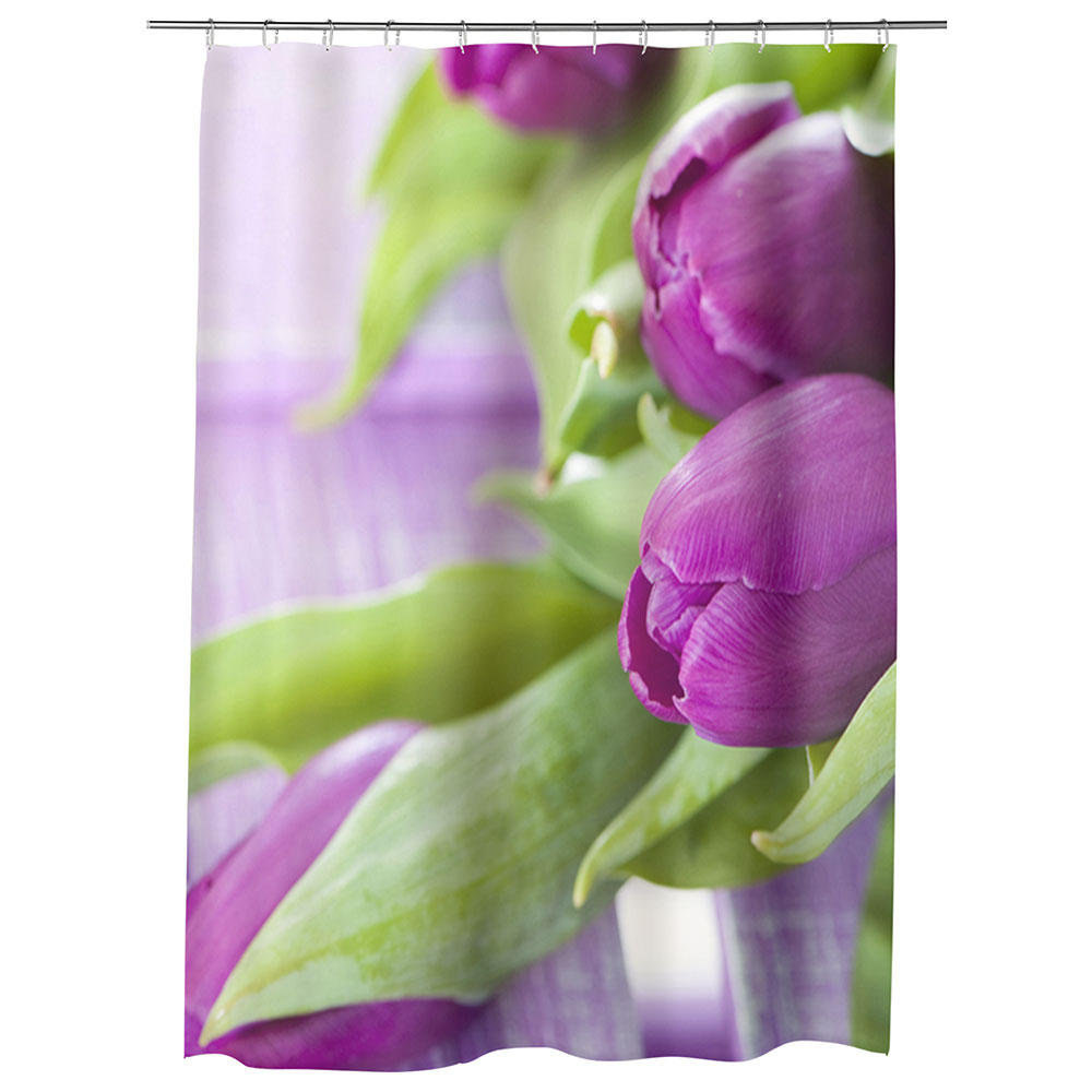 Perdea Dus, Cada, pentru Baie, Heartwork, Buchet de lalele, Model Multicolor, Decoratiuni Baie, 150 x 200 cm