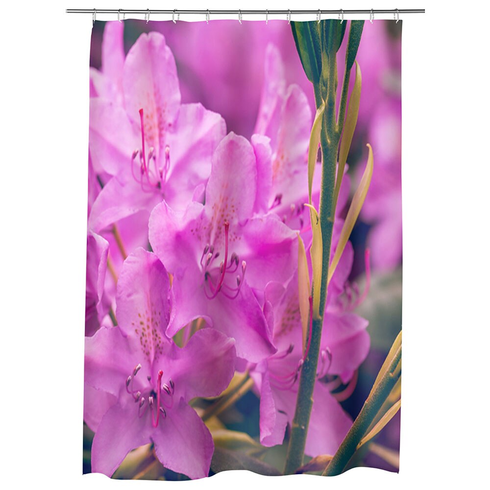Perdea Dus, Cada, pentru Baie, Heartwork, Rododendron violet, Model Multicolor, Decoratiuni Baie, 150 x 200 cm